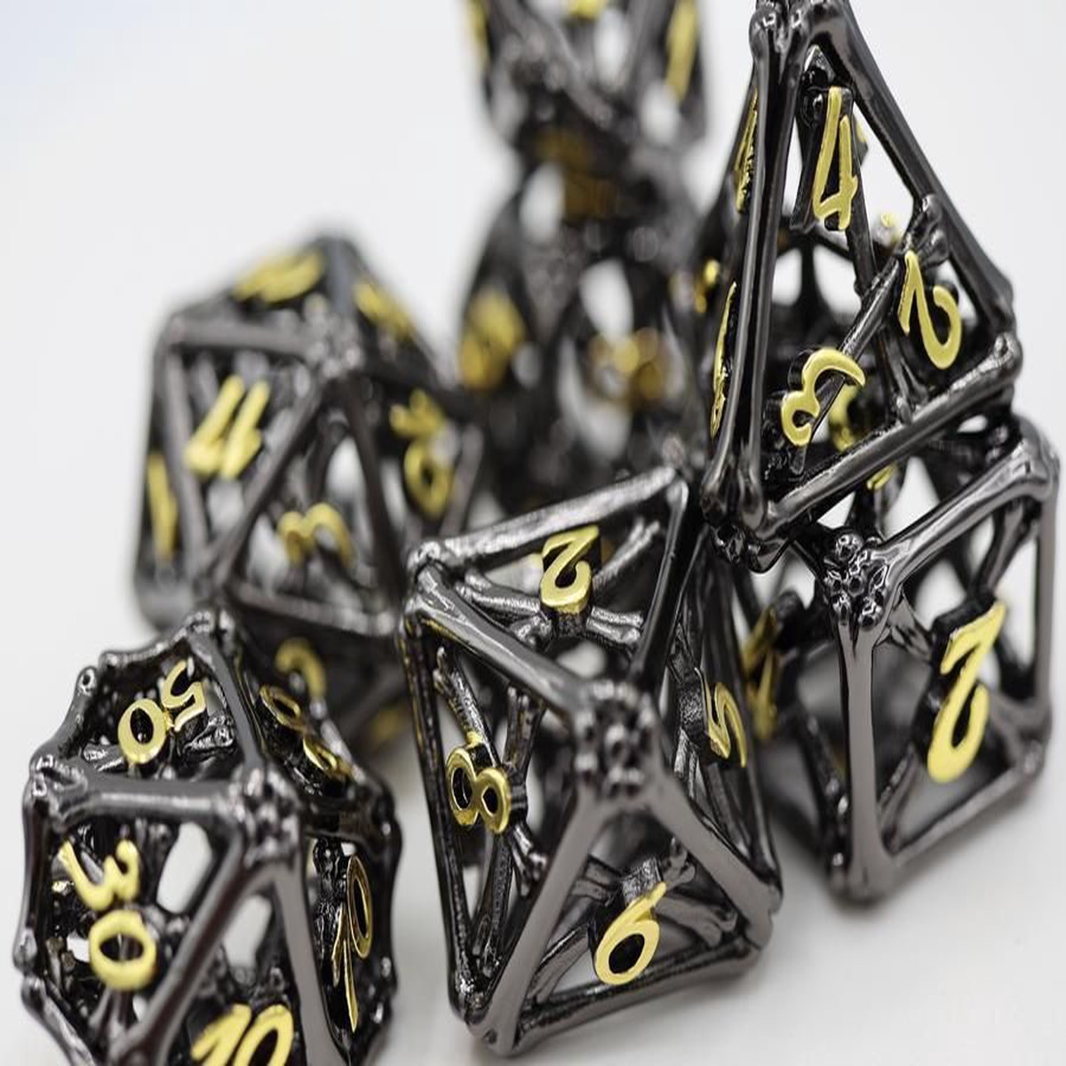 Foam Brain 7ct Metal Polyhedral Dice Set - Hollow Night Bones