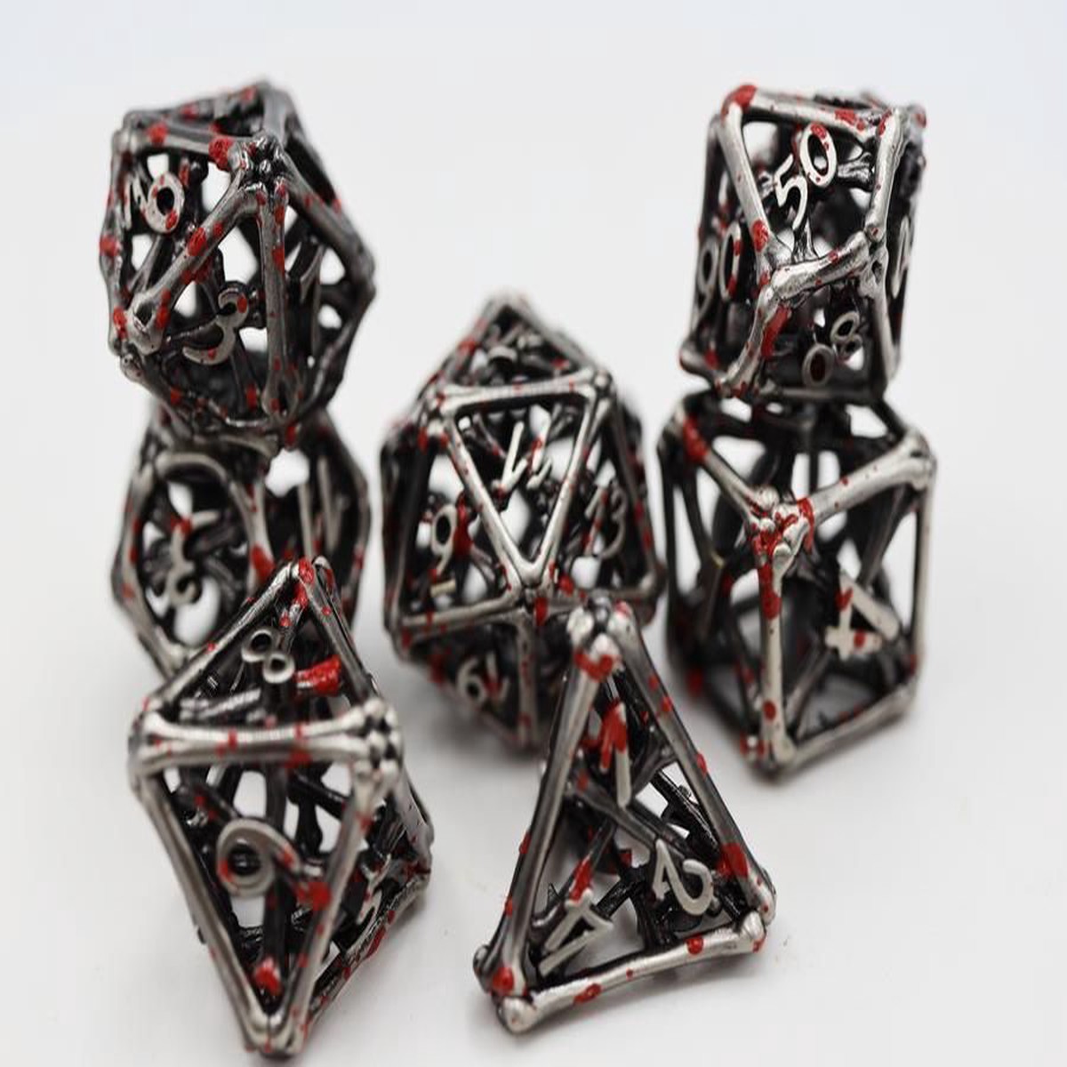 Foam Brain 7ct Metal Polyhedral Dice Set - Hollow Vampire Bones