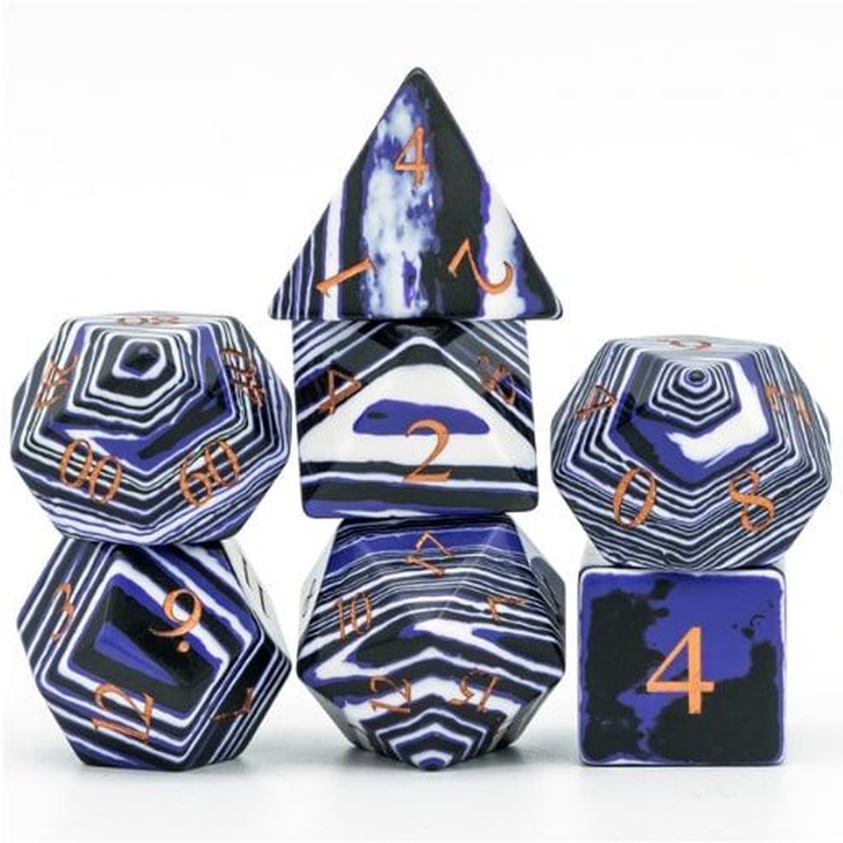 Foam Brain Games 7ct Gemstone Polyhedral Dice Set Textured Turquoise Black & Blue