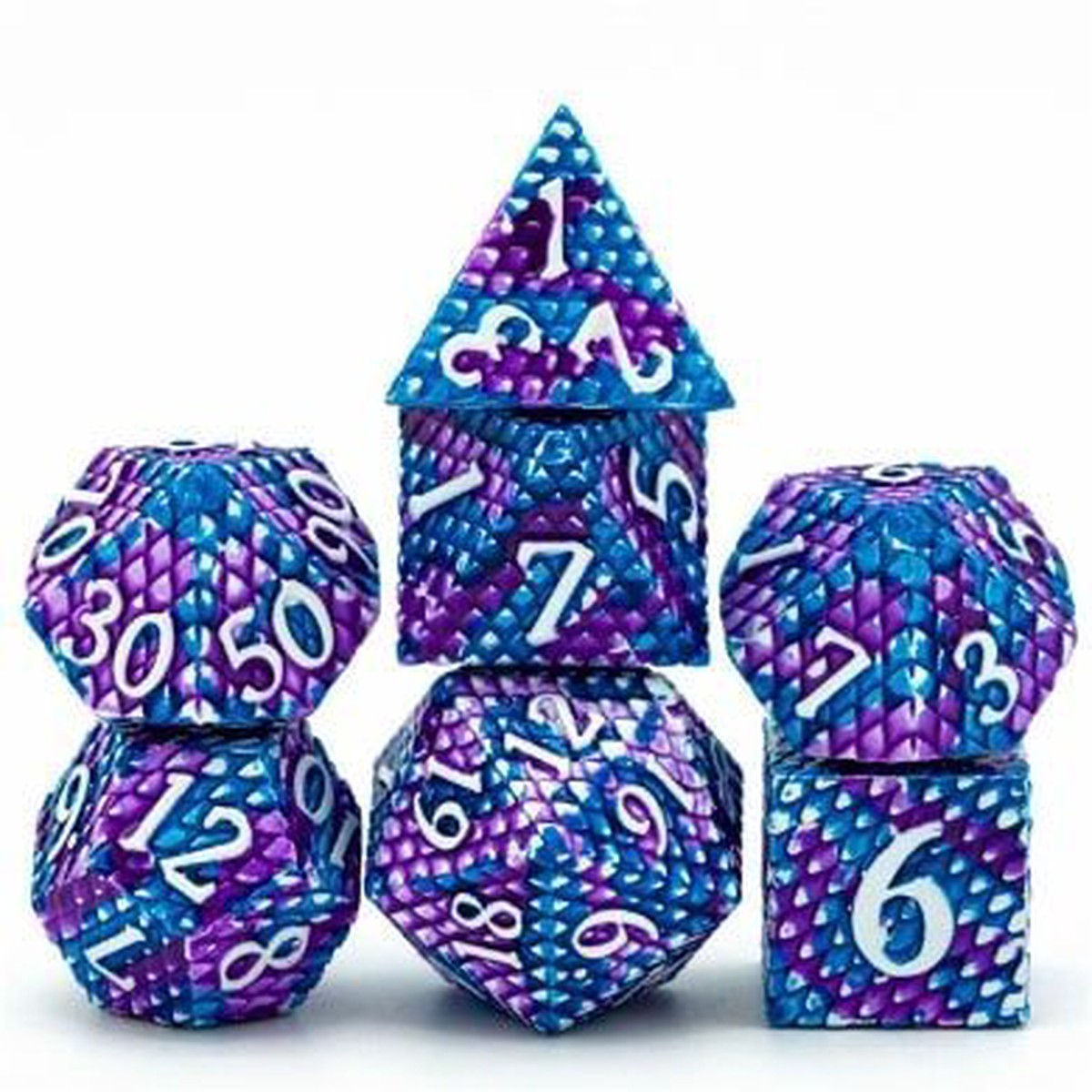 Foam Brain Games 7ct Metal Polyhedral Dice Set Ice Dragon Scale