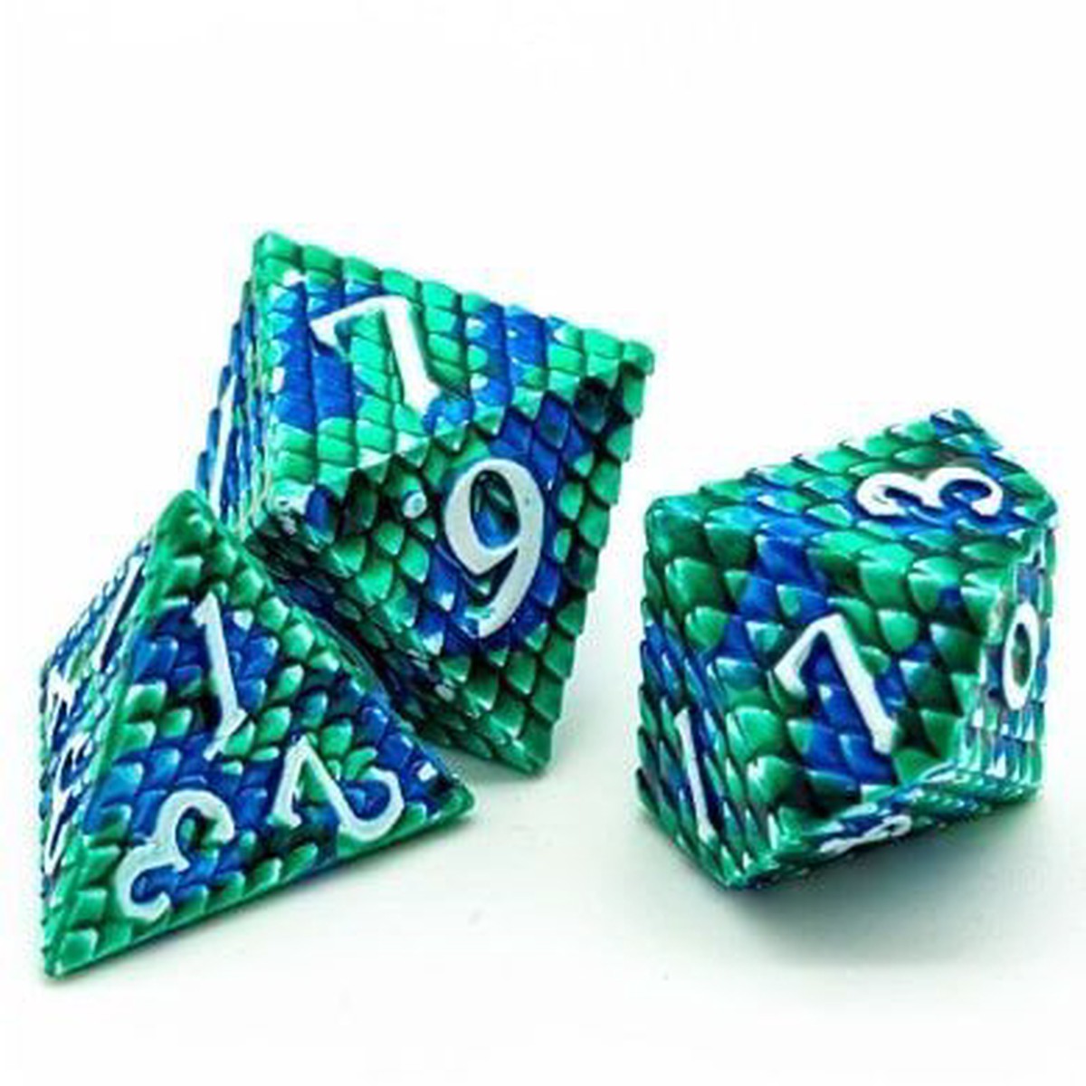 Foam Brain Games 7ct Metal Polyhedral Dice Set Ocean Dragon Scale