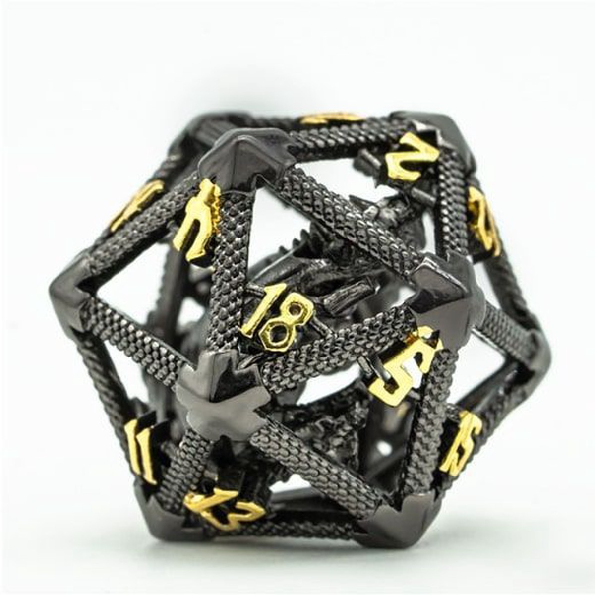 Foam Brain Metal Hollow Dragon Keep D20 - Night