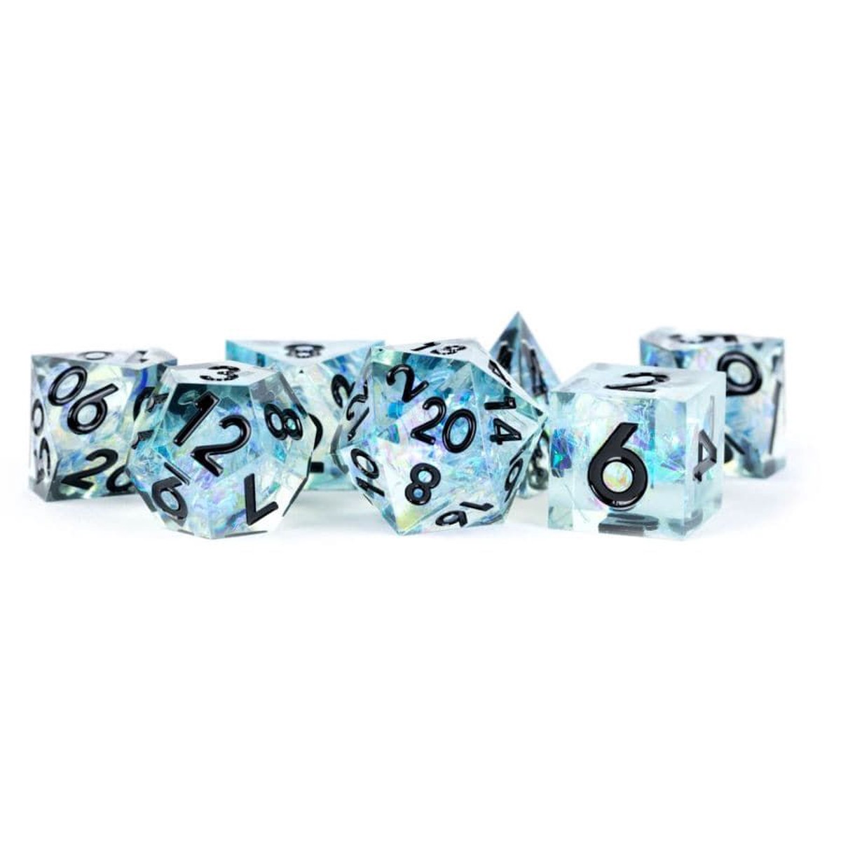 Metallic Dice Games 7ct Sharp Edge Polyhedral Dice Set - Captured Frost
