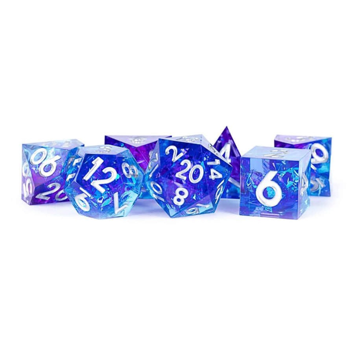 Metallic Dice Games 7ct Sharp Edge Polyhedral Dice Set - Oceanic Flare