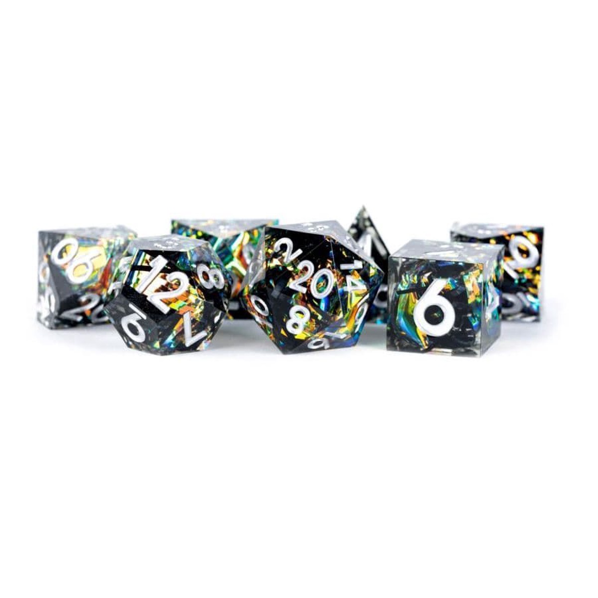 Metallic Dice Games 7ct Sharp Edge Polyhedral Dice Set - Simmering Coal