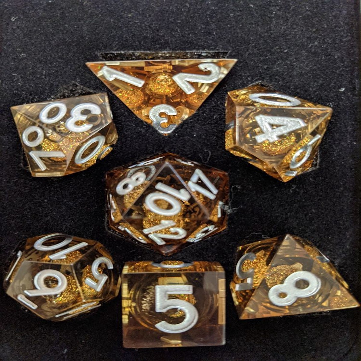 Metallic Dice Games Elixir Dice Liquid Core 7ct Polyhedral Dice Set - Gold