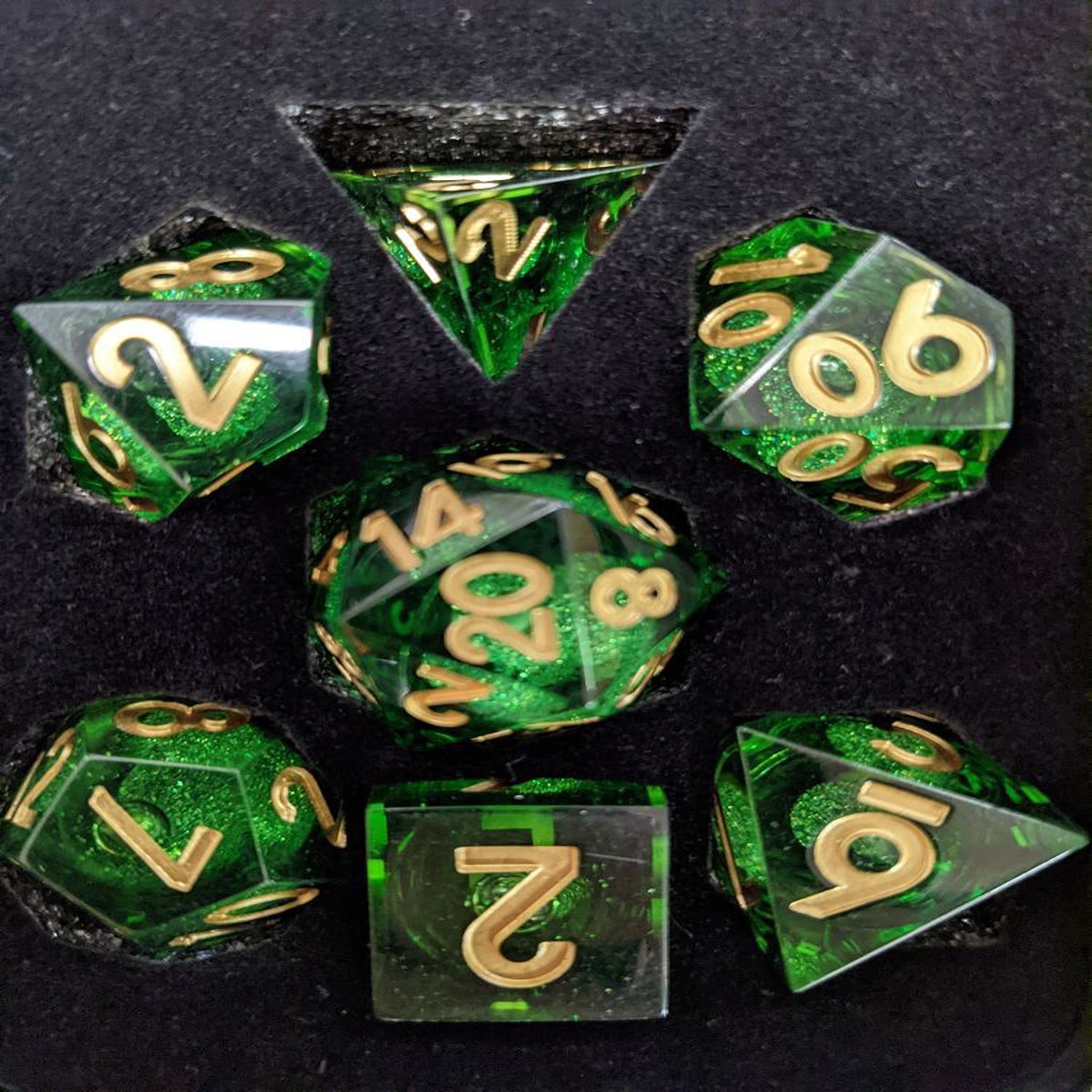 Metallic Dice Games Elixir Dice Liquid Core 7ct Polyhedral Dice Set - Green