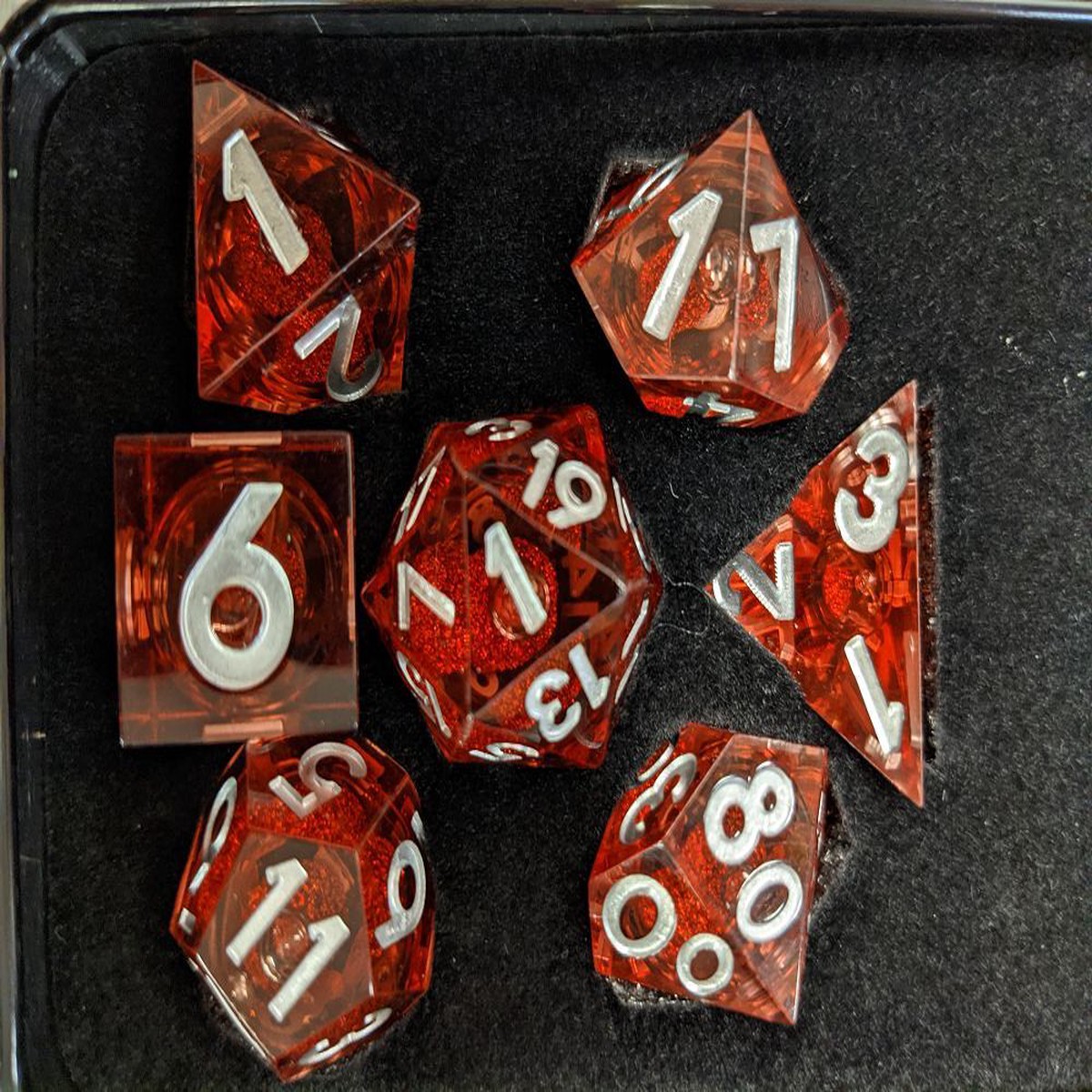 Metallic Dice Games Elixir Dice Liquid Core 7ct Polyhedral Dice Set - Red