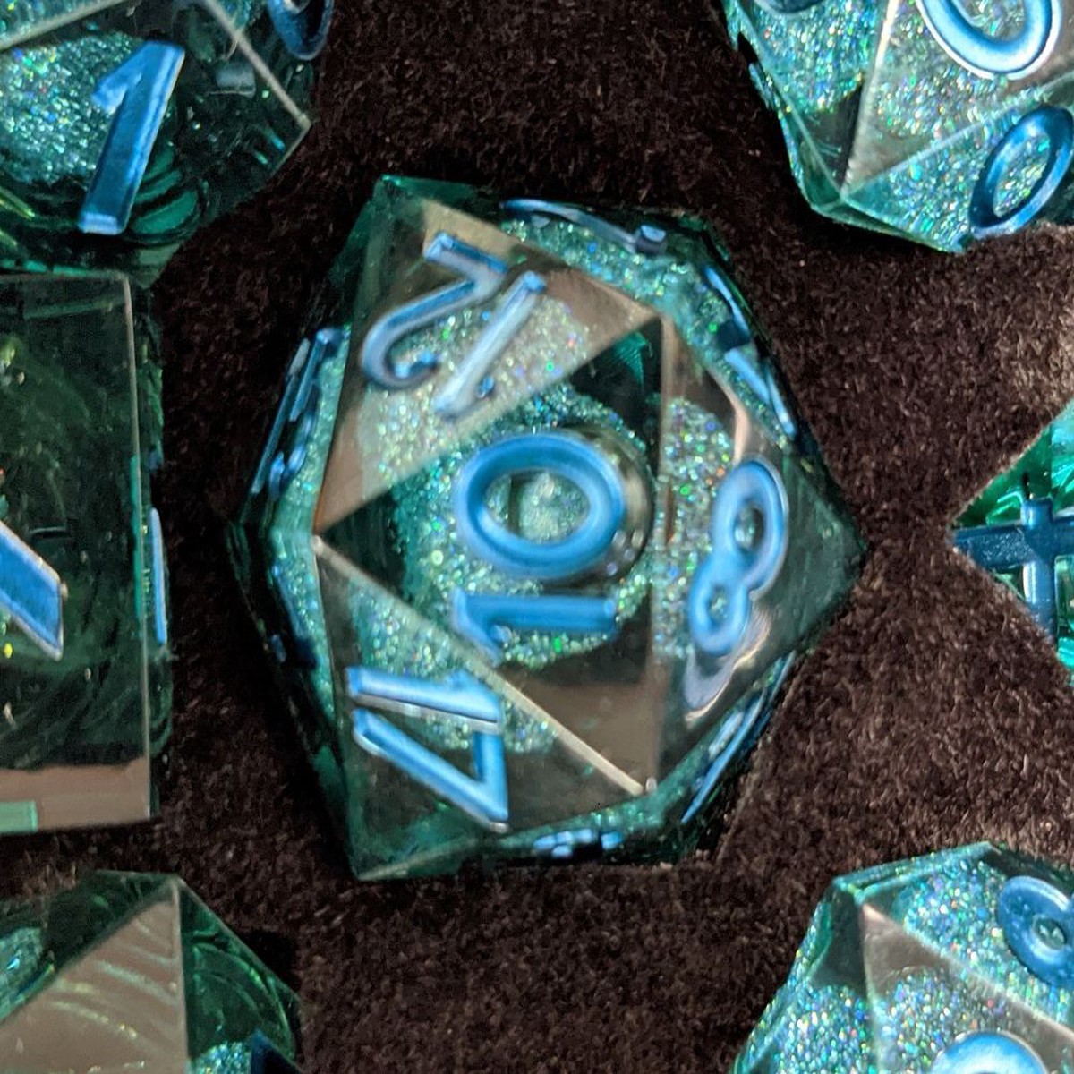 Metallic Dice Games Elixir Dice Single Liquid Core D20 - Blue/Blue