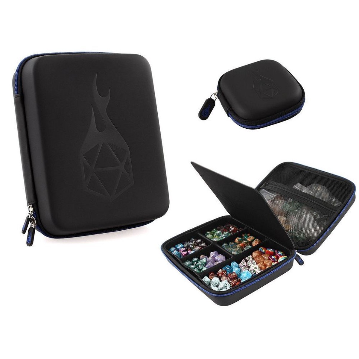 Blue Dice Box and Dice Tray with Removable Dice Holder