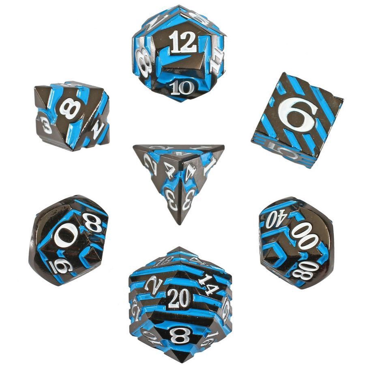 Blue Oblivion Set of 7 Metal Dice