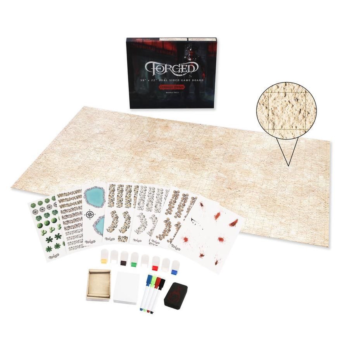 Dirt Deluxe Campaign Edition 39" x 22" Dry Erase Battle Board with Grid and Hex Map Pattern
