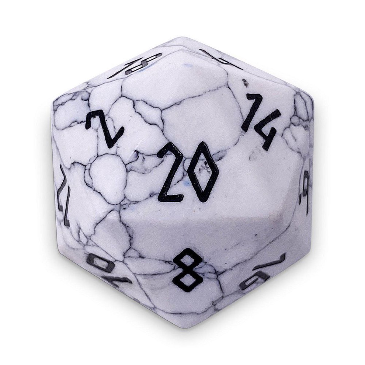 Norse Foundry 30mm Boulder Gemstone D20 - White Howlite
