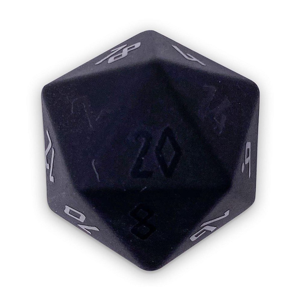 Norse Foundry 30mm Gemstone Boulder D20 - Frosted Raised Obsidian