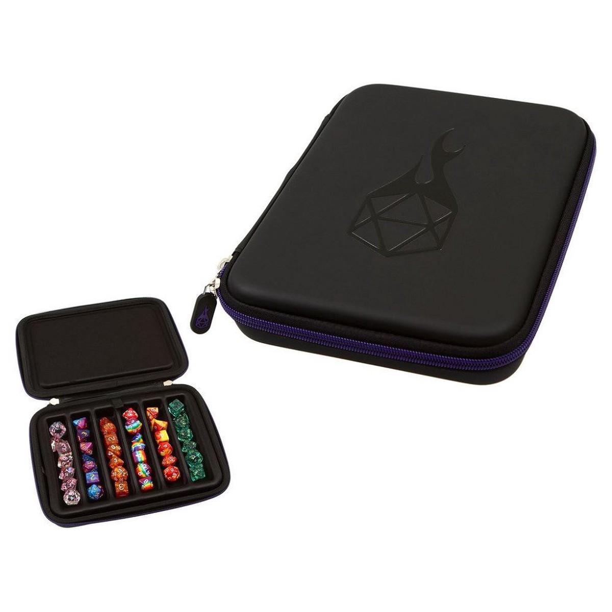 Purple Forged Zip-Close Dice Box & Storage Case with Removable Dice Tray