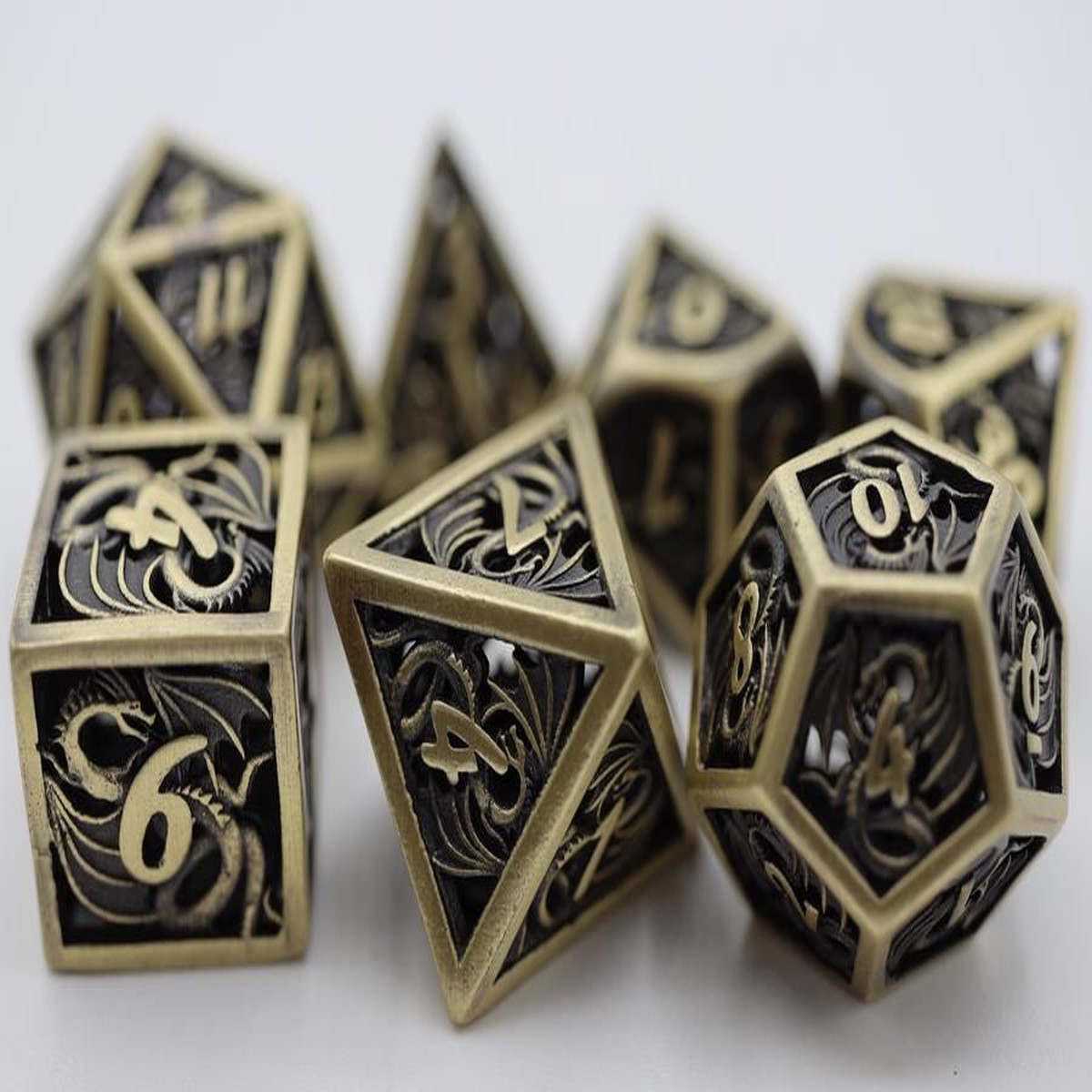 Hollow Dragon 7ct Dice Set - Bronze