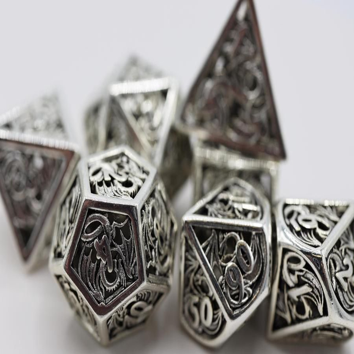 Hollow Dragon 7ct Dice Set - Mithril