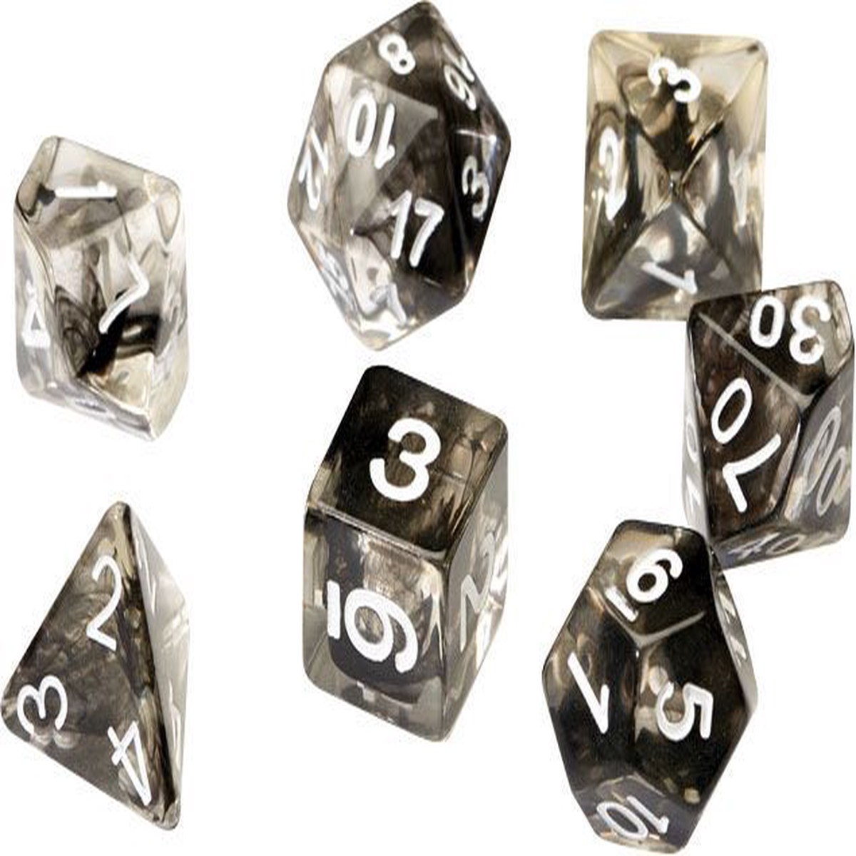 Sirius Dice 7ct Polyhedral Dice Set Black Cloud