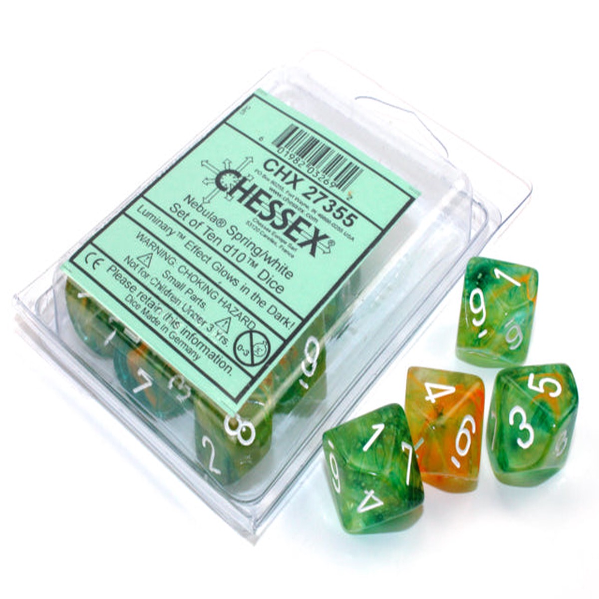 Chessex Nebula Spring/White 10ct D10 Set (27355)