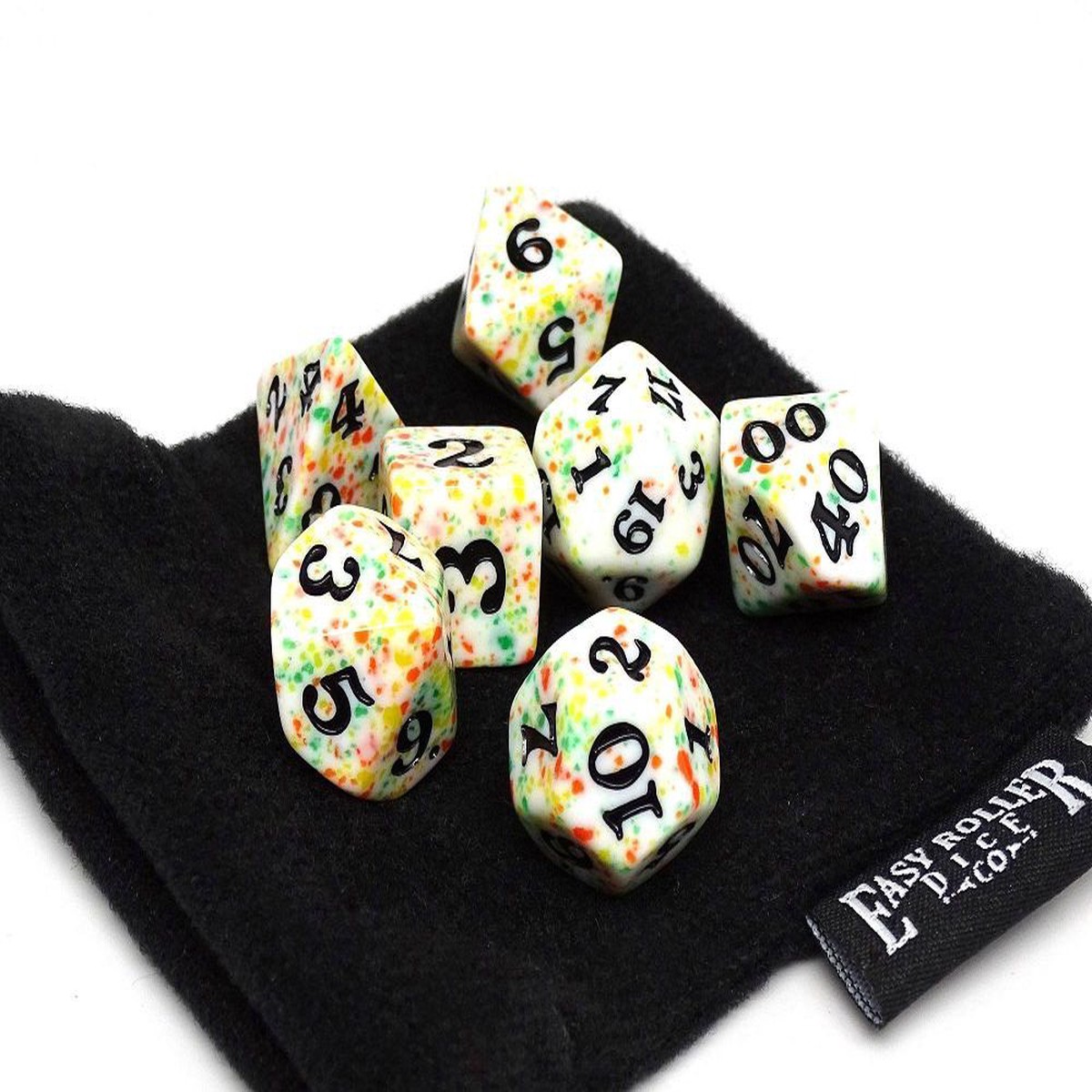 Easy Roller 7ct Polyhedral Dice Set Multi Color Spray with Black