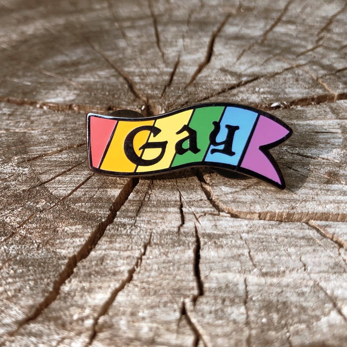 Flint & Feather Alignment Enamel Pin: Gay