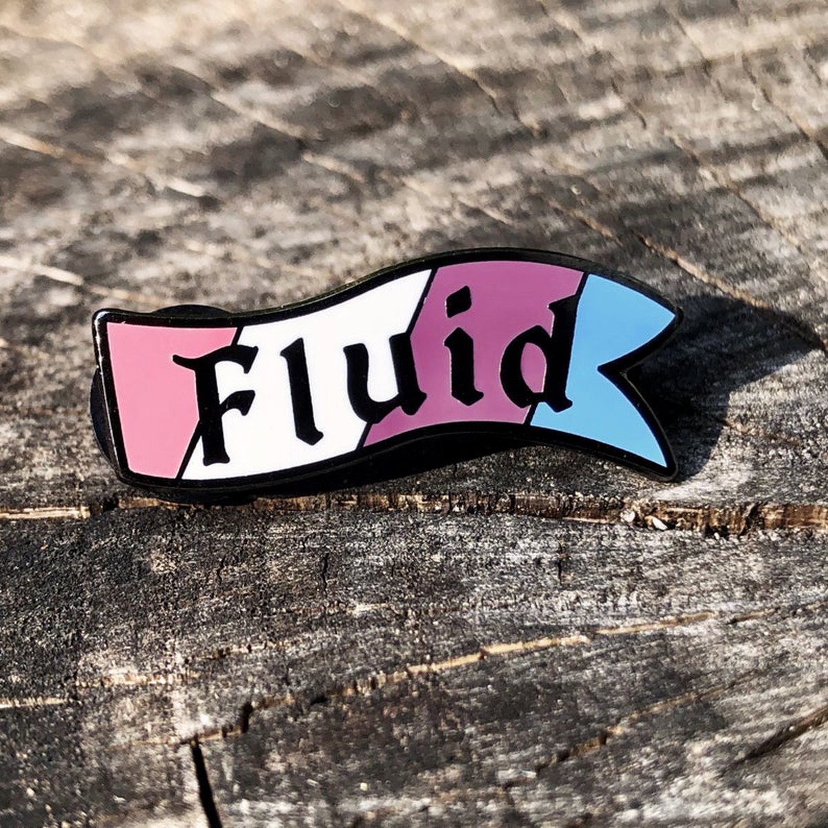 Flint & Feather Alignment Enamel Pin: Genderfluid