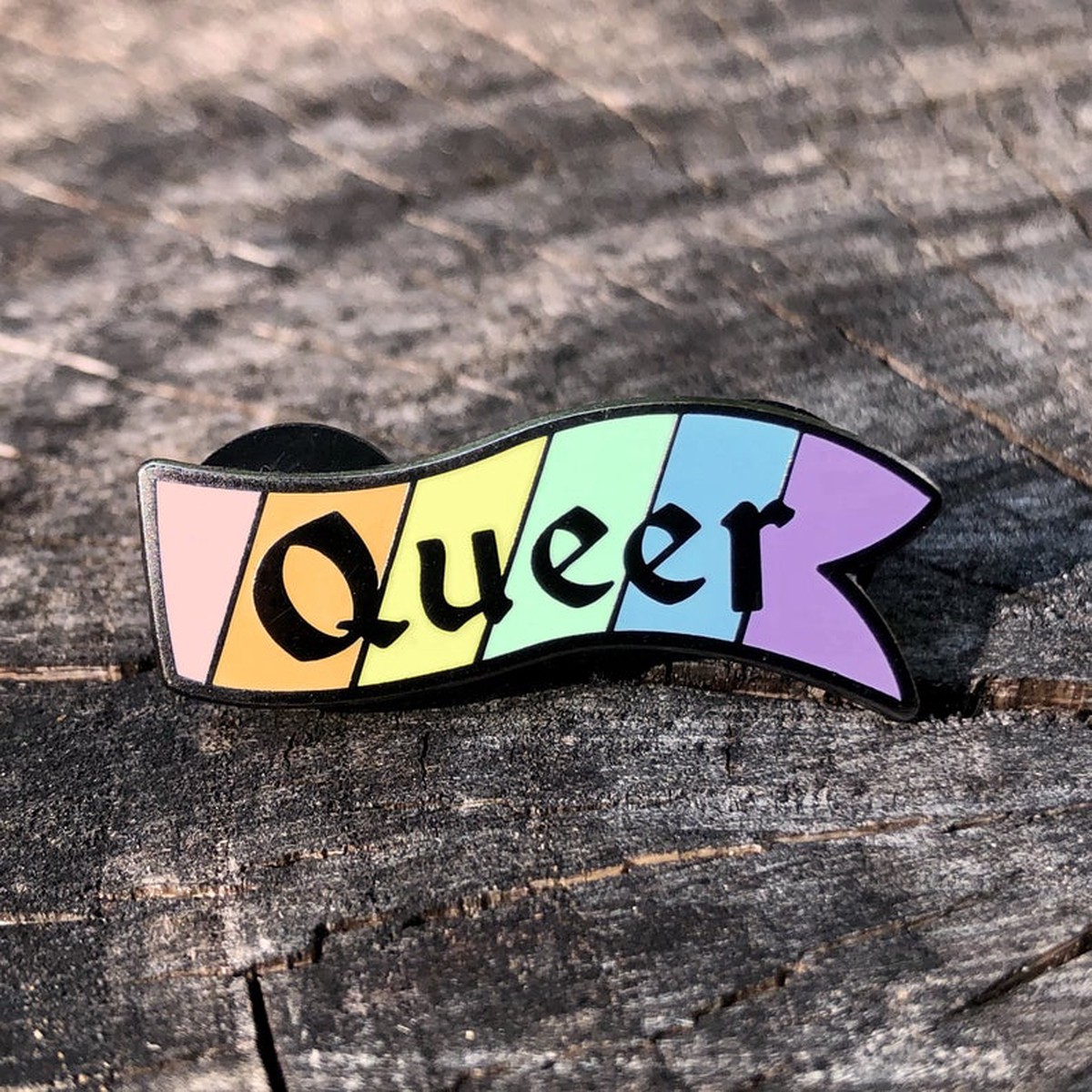 Flint & Feather Alignment Enamel Pin: Queer