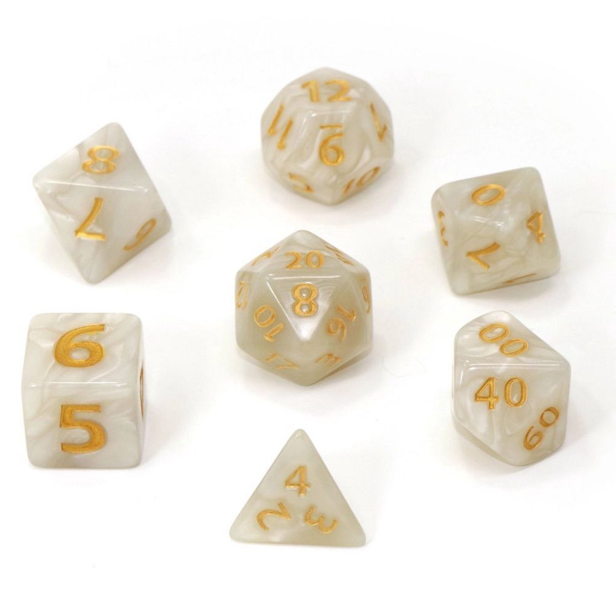 Die Hard Dice 7ct Mega Dice - Pearl Swirl w/ Gold