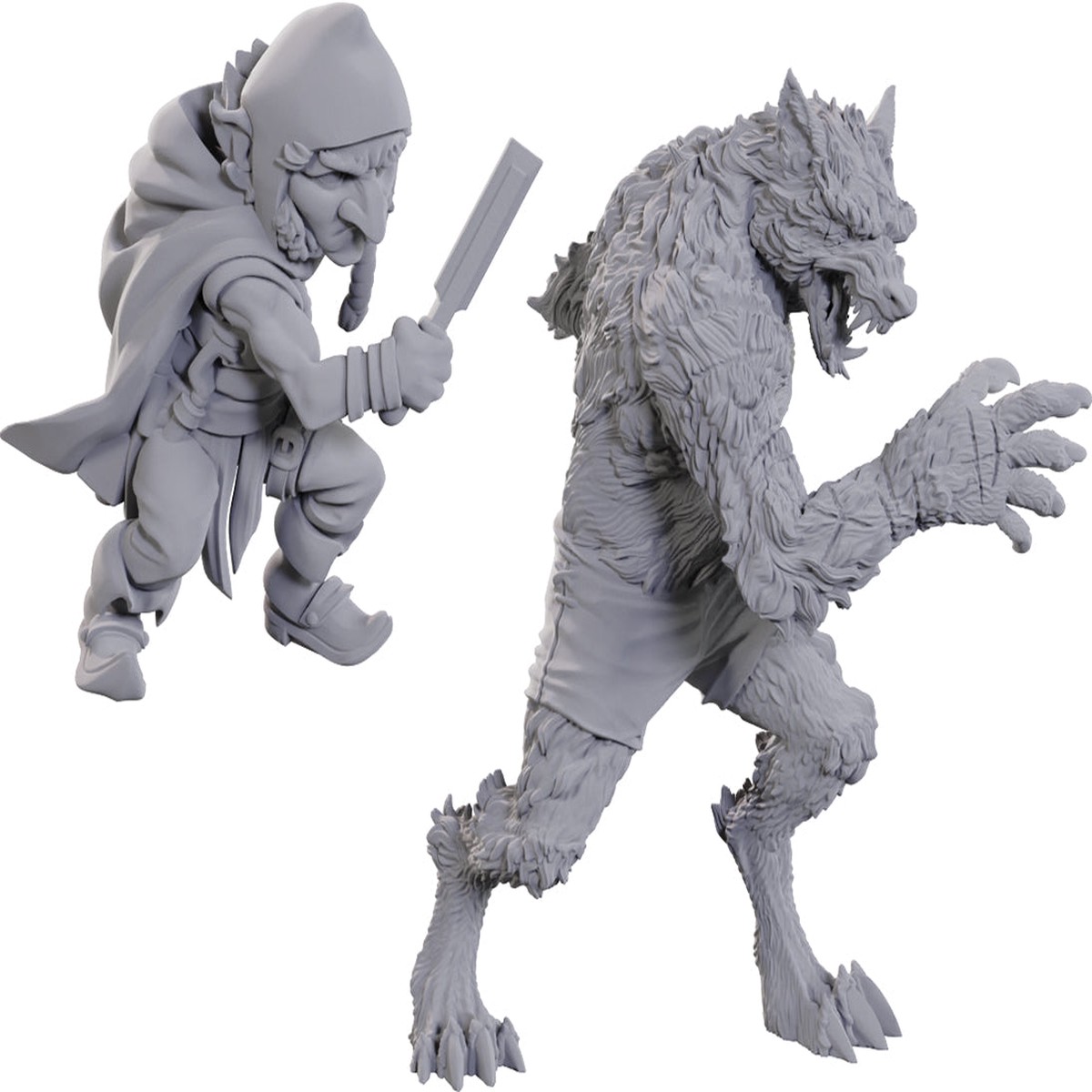 Critical Role Unpainted Miniatures: W23 Chetney Pock O'Pea & Werewolf
