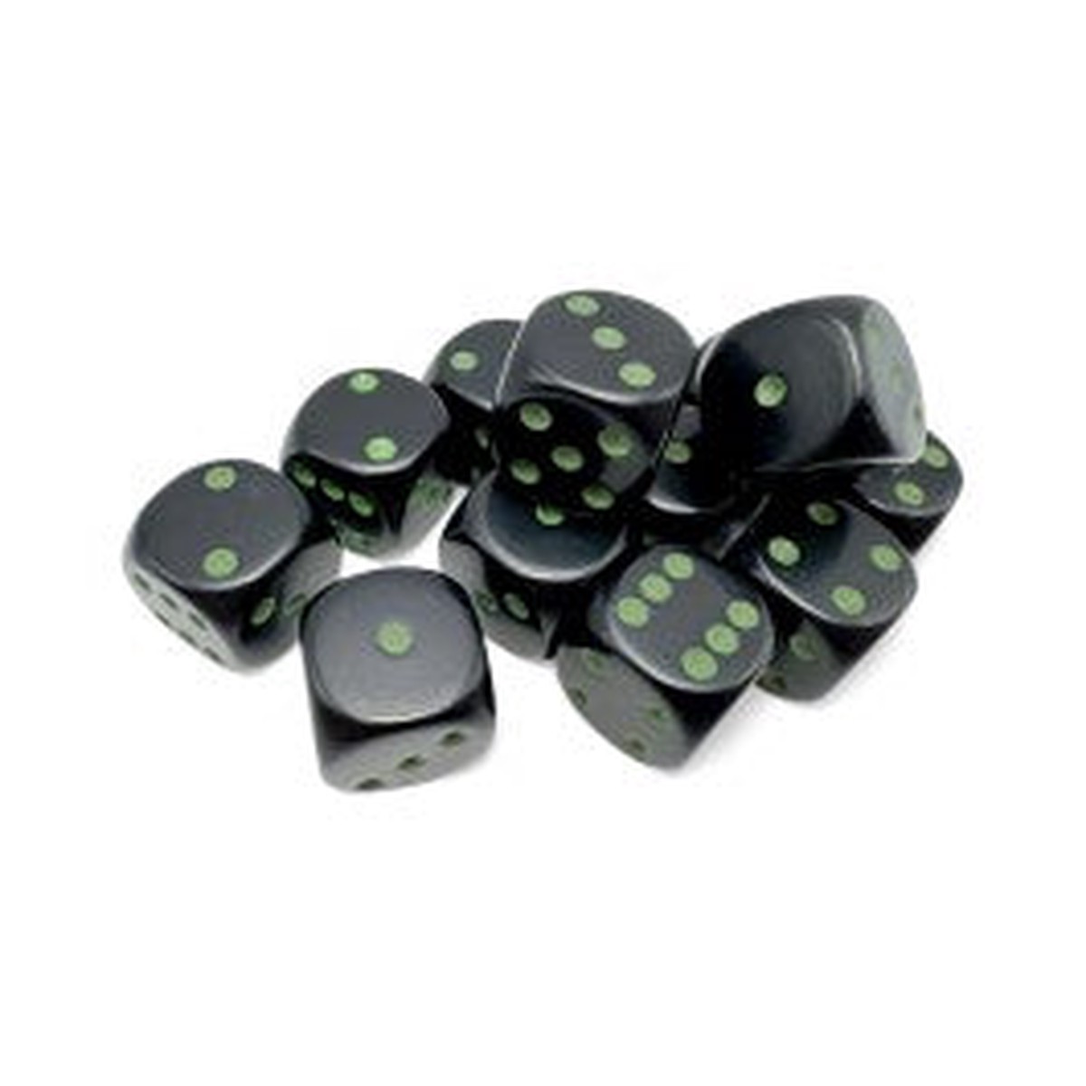 Chessex: Opaque: Black/Green 16MM D6 Dice Block