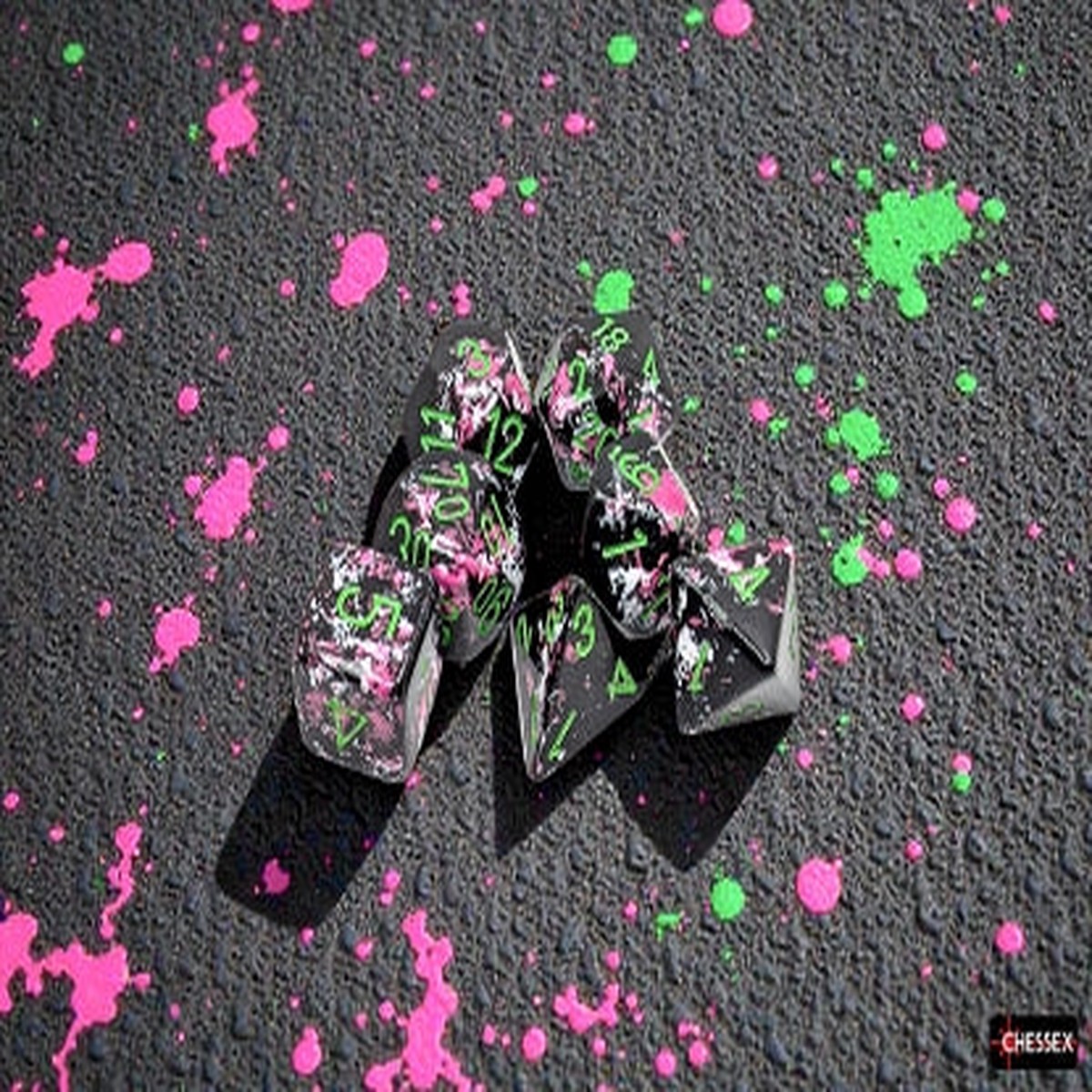 Chessex: Brush 7-Die Set Paintball/Green