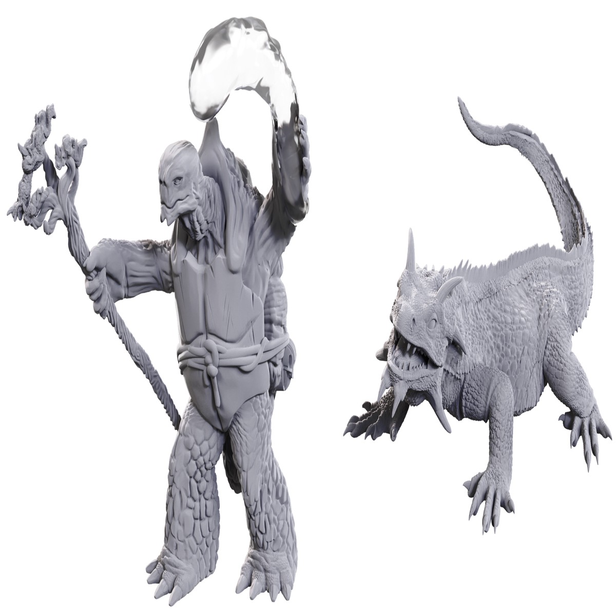 Dungeons & Dragons Nolzur`s Marvelous Unpainted Miniatures: W24 Tortle Druid & Wild Shape Giant Lizard