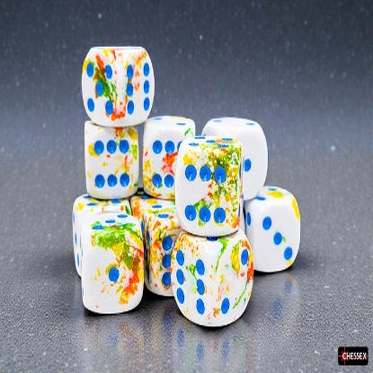 Chessex: Brush 12D6 Wavebreak/Gold 16mm