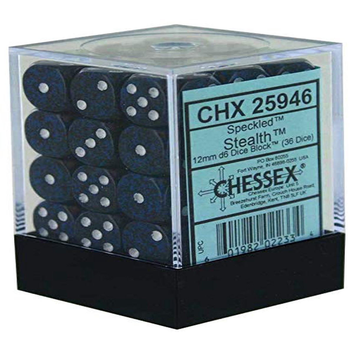 Chessex Dice: Speckled: Stealth 12mm D6 Block (36)