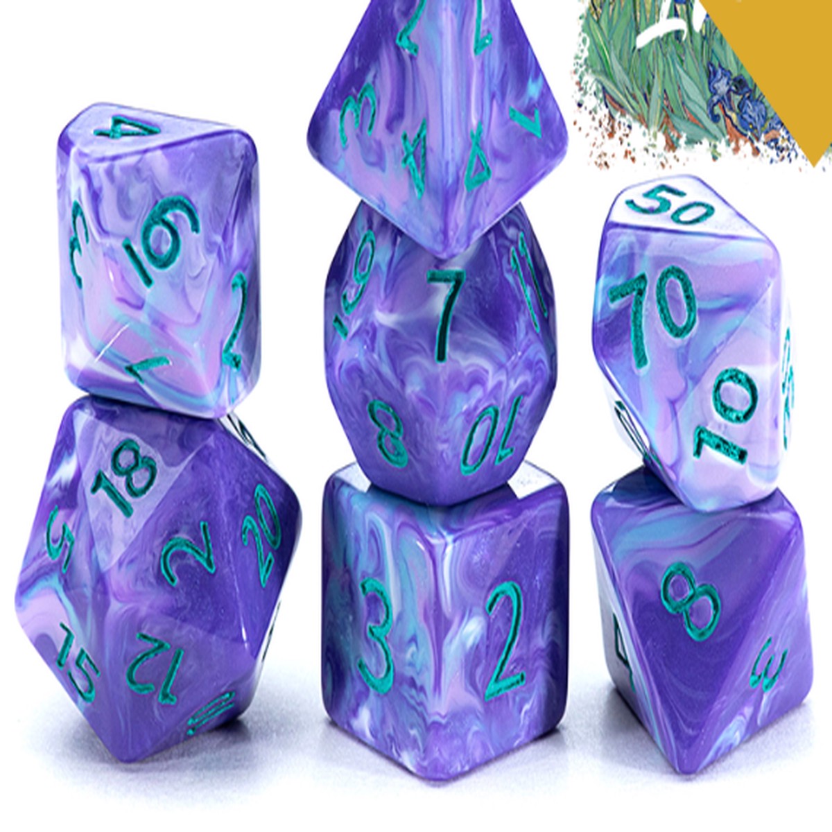 Gate Keeper Dice: Irises Van Gogh Dice 7 Dice Set