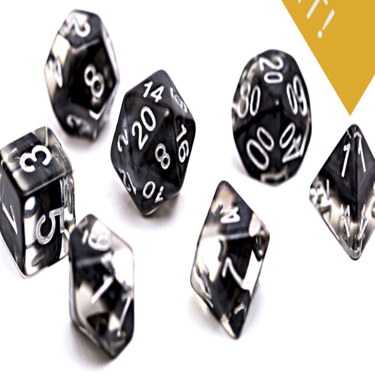 Gate Keeper Dice: Smoke (Black) Neutron Dice 7 Die Set