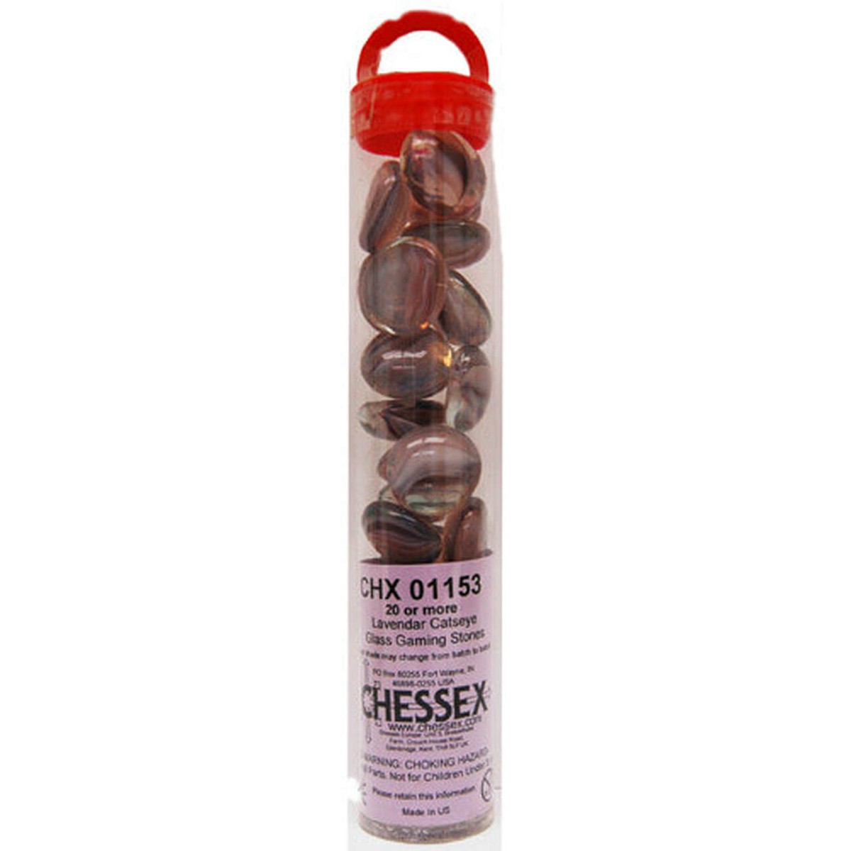 Chessex: Lavendar Catseye Glass Gaming Stones in 5.5 Tube (40)