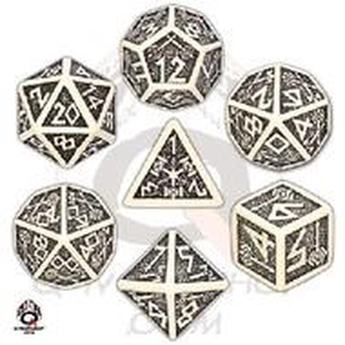 Dwarven Dice Set Beige/Black (7)