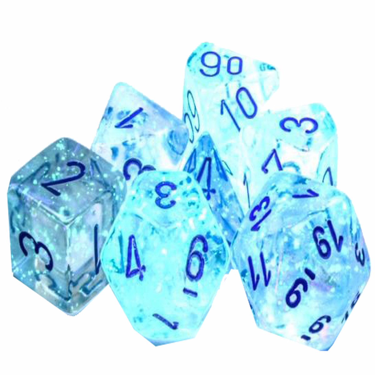 Chessex Dice: Borealis: Polyhedral Icicle/light blue Luminary (7)