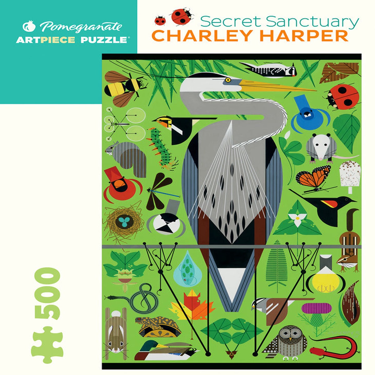 Pomegranate Artpiece Puzzle: 500 Pieces - Charley Harper - Secret Sanctuary