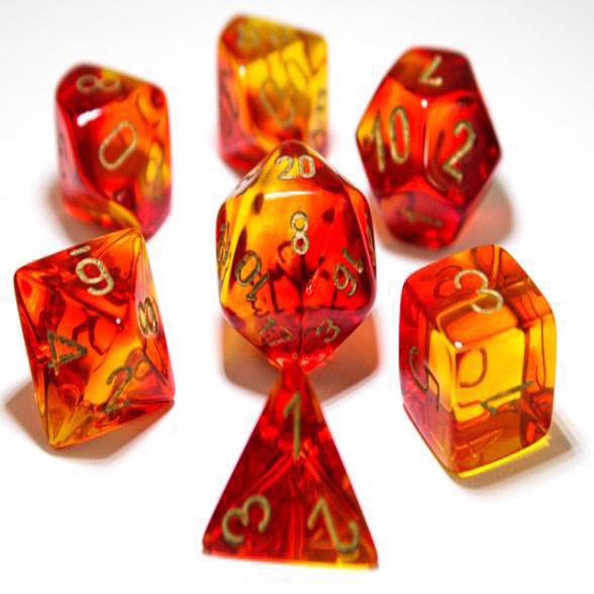 Hot Sale Chessex Dice: Lab Dice 3 Gemini: Poly Red/Yellow/Gold (7)