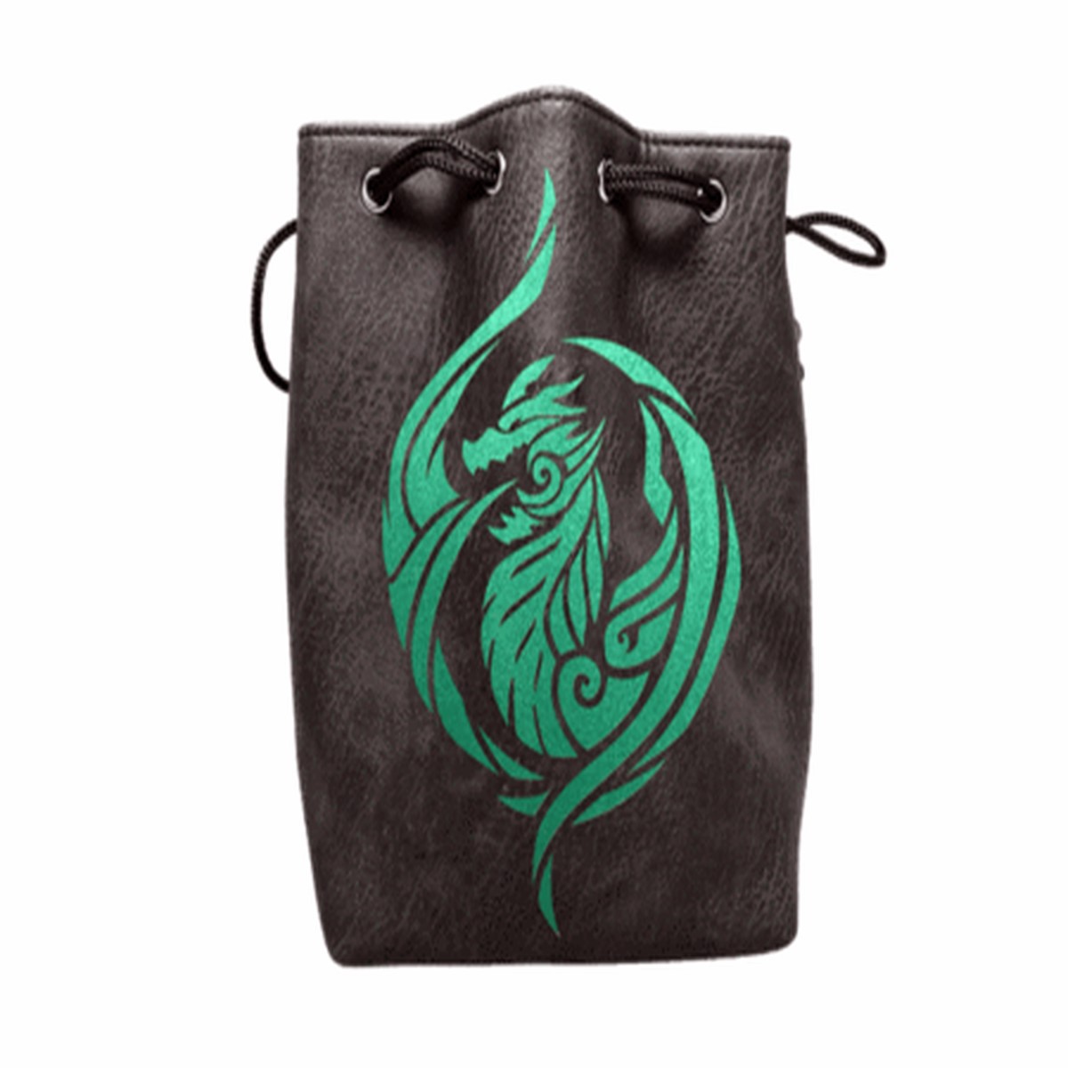 Black Leather Lite Dragon's Breath Design Self-Standing Large Dice Bag
