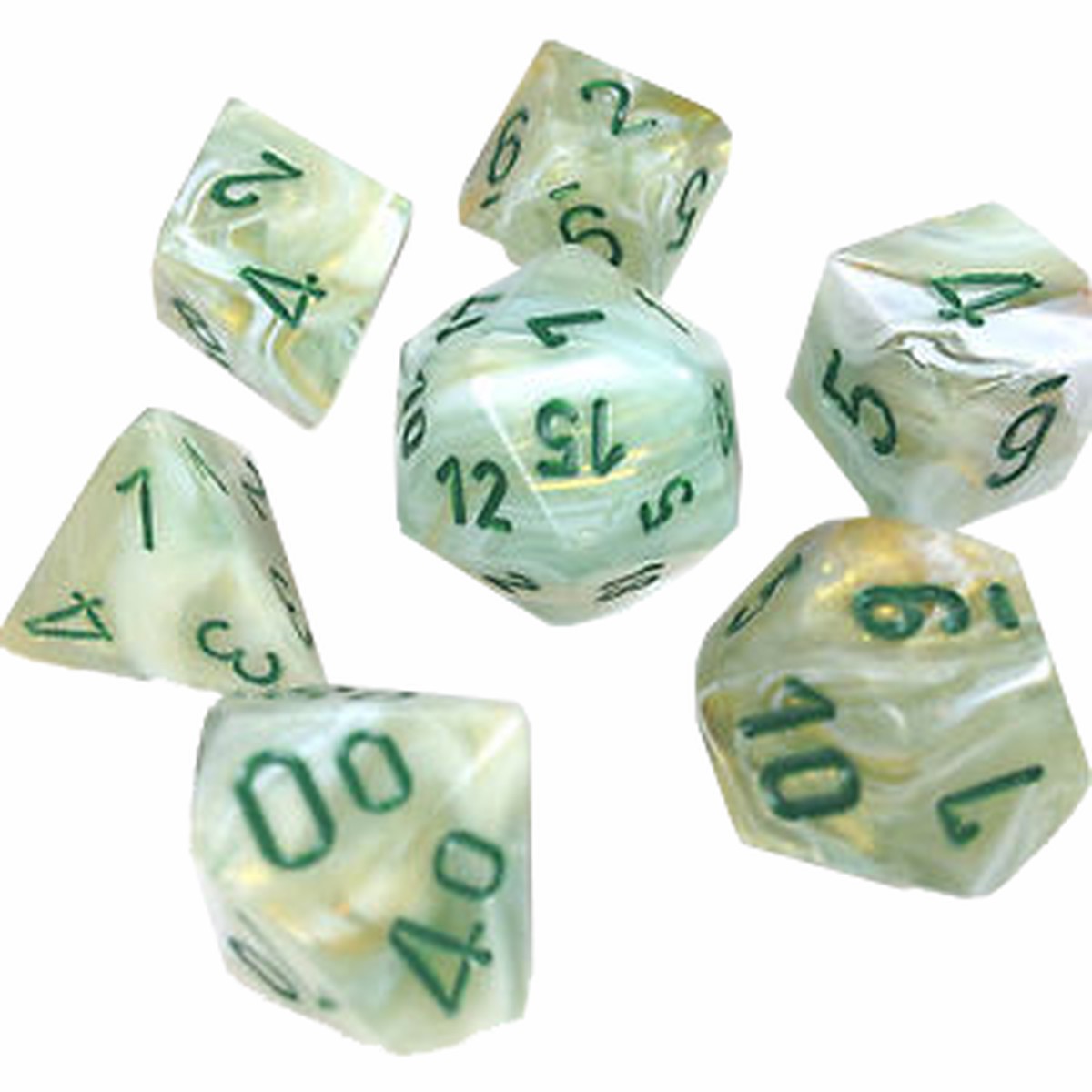 Chessex Dice: Poly Marble Green/Dark Green (7)