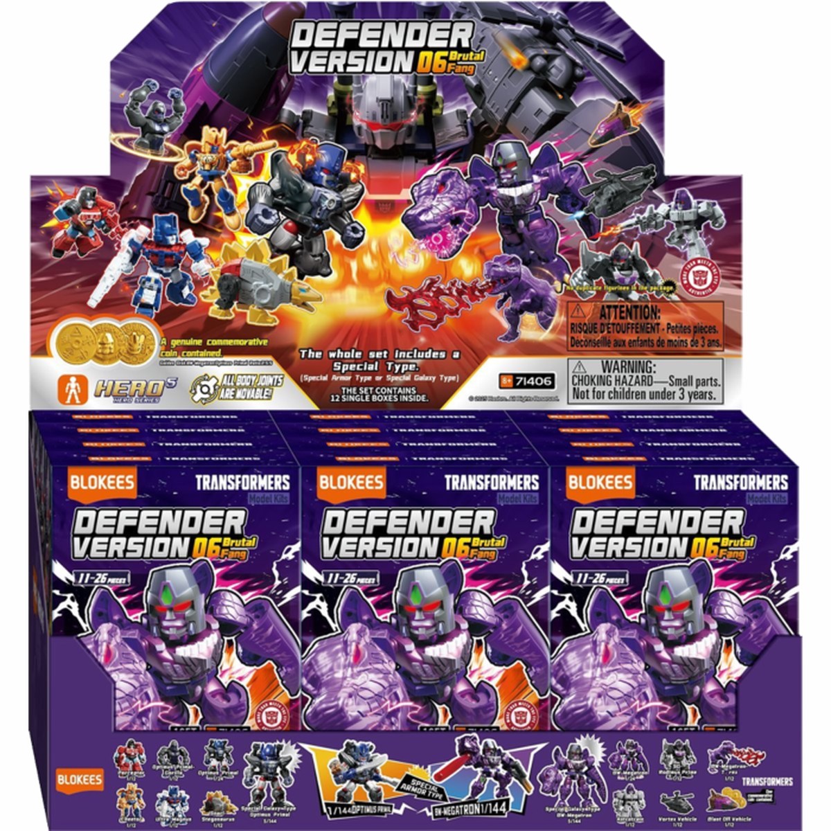 Transformers Dv06 Brutal Fang Blokees Figures - 12 In 1 Blind Box Display