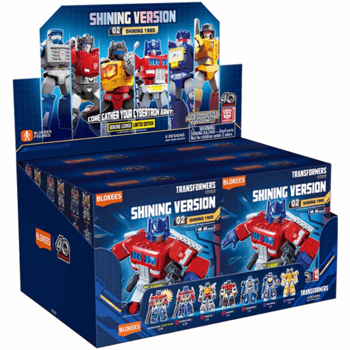 Transformers Shining Version 02 - Shining 1985 (Luminous Eyes & Chest) Blokees Figures - 6 In 1 Blind Box Display