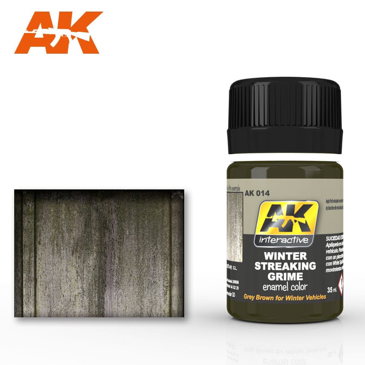 AK Interactive Winter Streaking Grime Enamel Colour 35ml for Winter Vehicles - Grey Brown