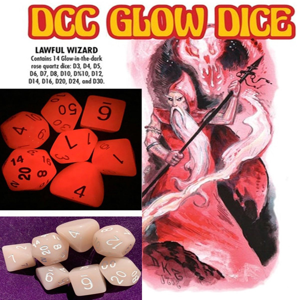 Goodman Games - Dungeon Crawl Classics Glow Dice Set - Lawful Wizard