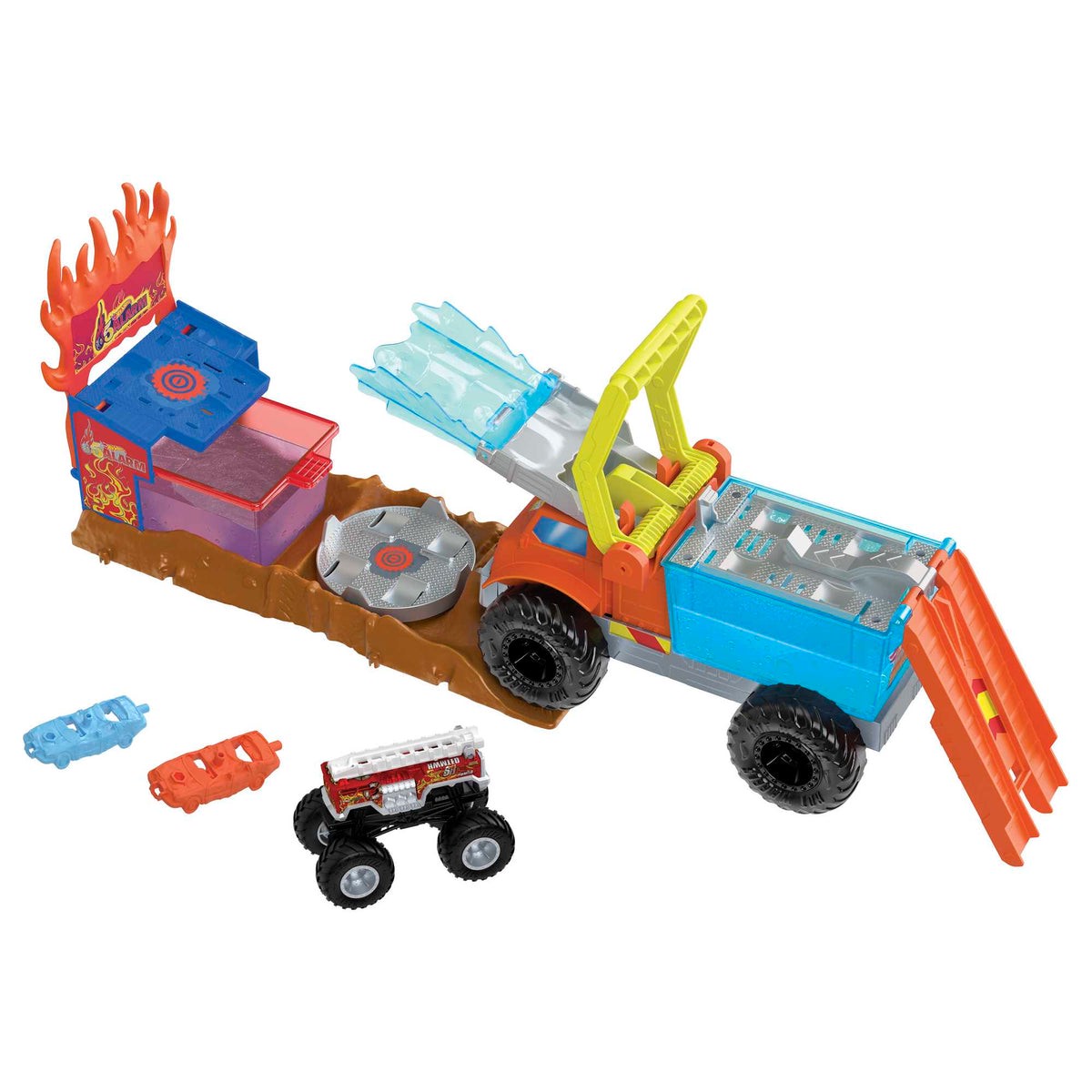 Hot Wheels Monster Trucks - Arena Smashers: 5 Alarm's Colour Shifter Water Blast Smash Playset