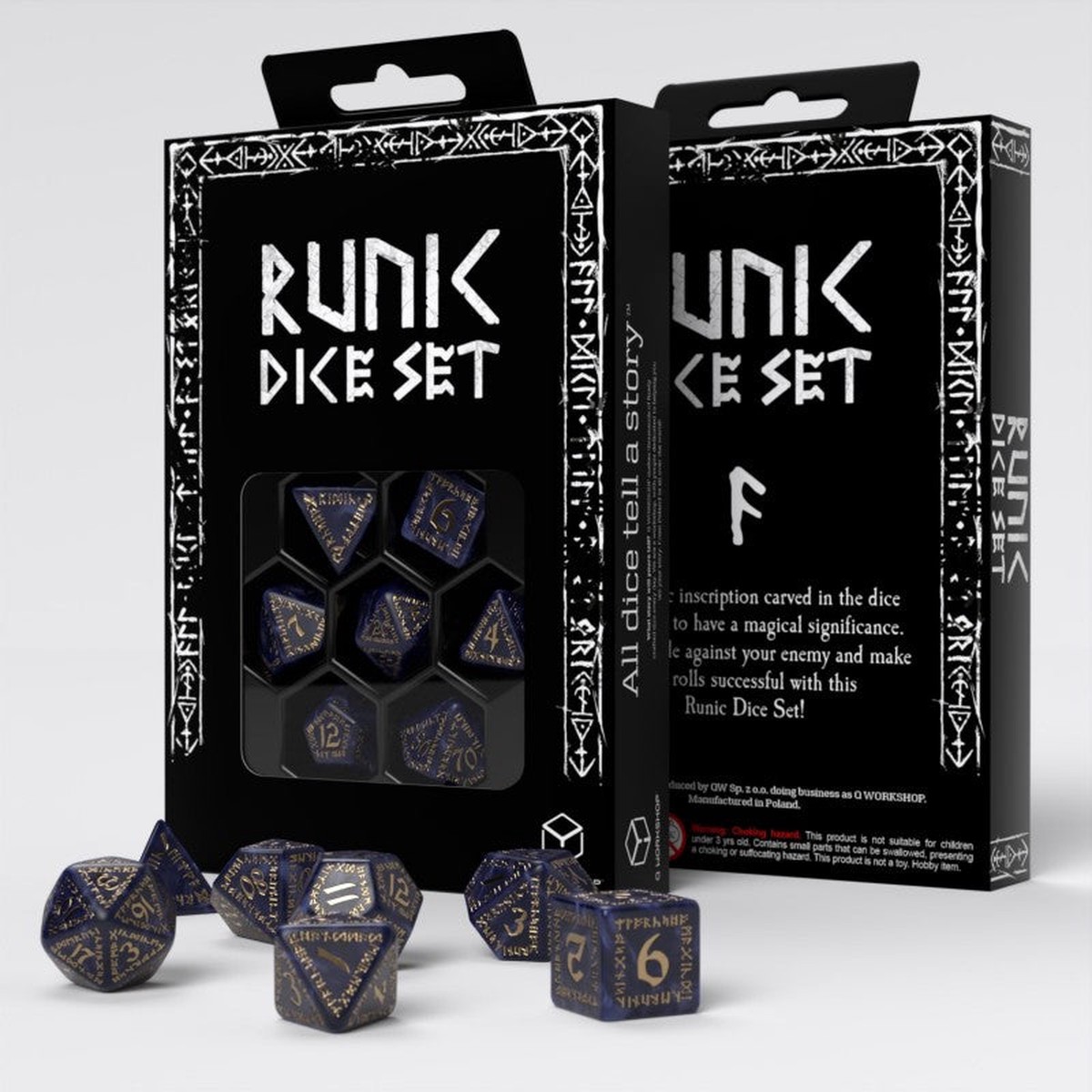 Q Workshop - Runic RPG Dice Set - Mixed-Blue/Gold