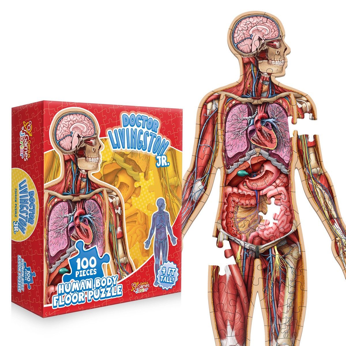 Genius Games Doctor Livington Junior Human Body Floor Puzzle - 100 Piece Jigsaw